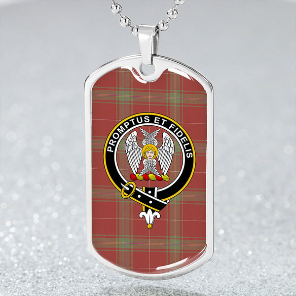 Carruthers Weathered Clan Badge Classic Tartan Dog Tag Necklace