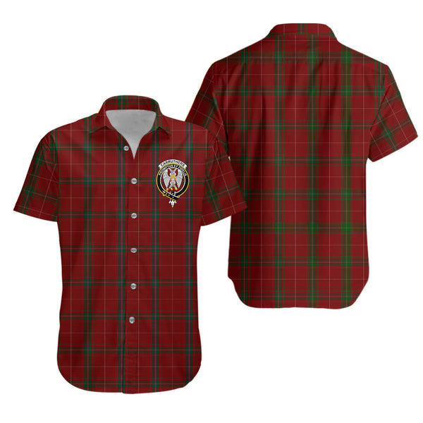 Scottish Tartan Carruthers Clan Short Sleeve Casual Shirt Crest Style