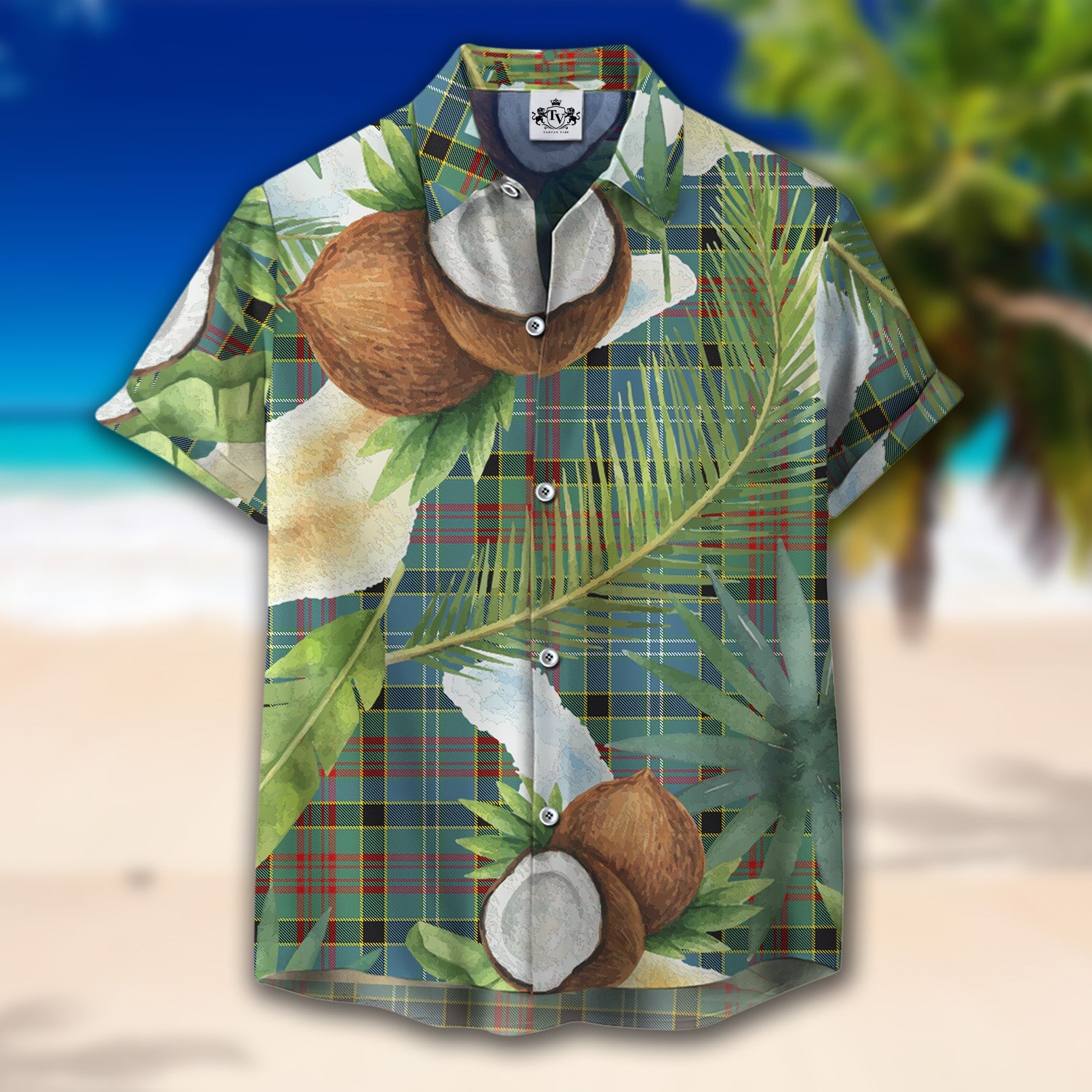 Scottish Tartan Cathcart Clan Hawaiian Shirt Hibiscus - Tropical Garden Style