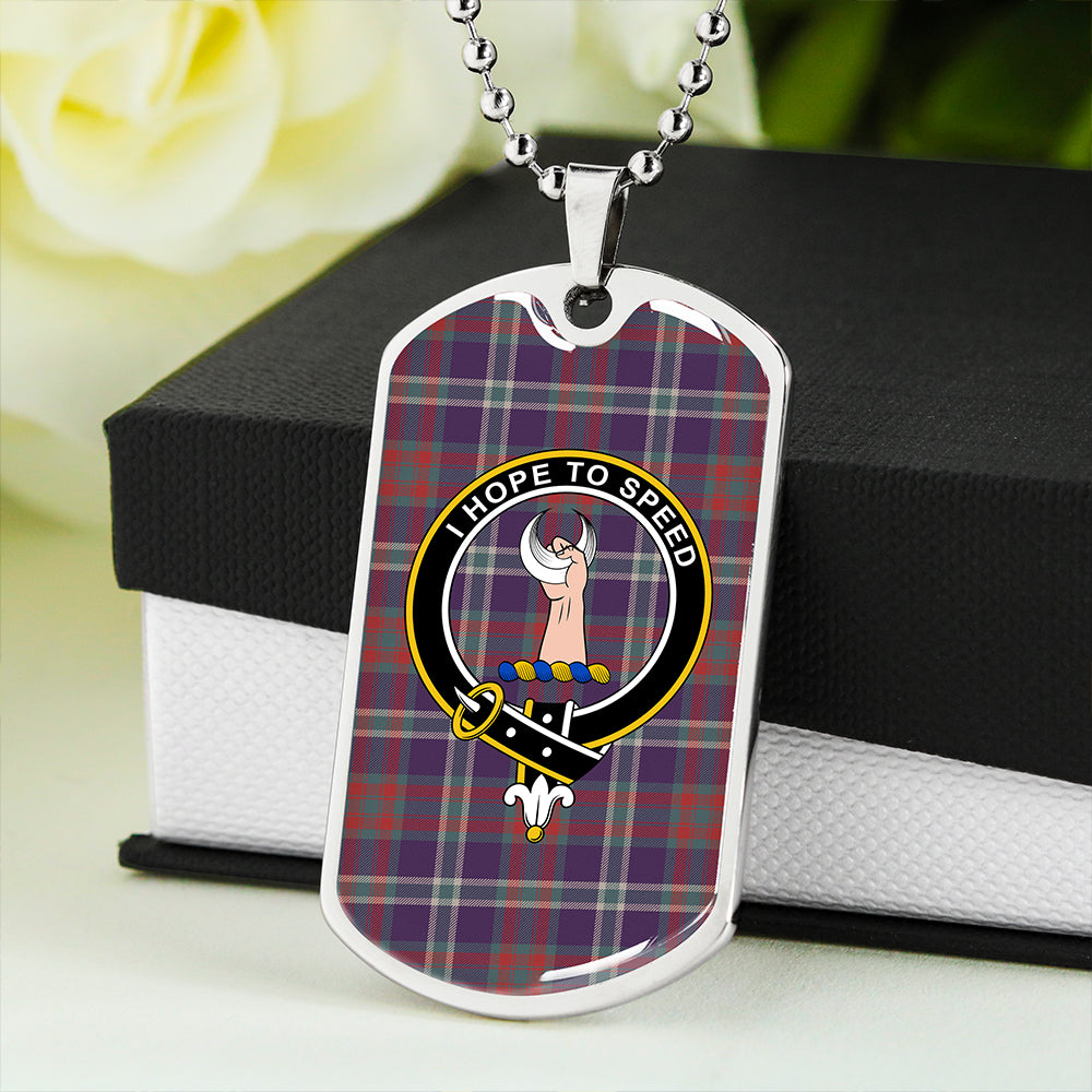 Cathcart Weathered Clan Badge Classic Tartan Dog Tag Necklace
