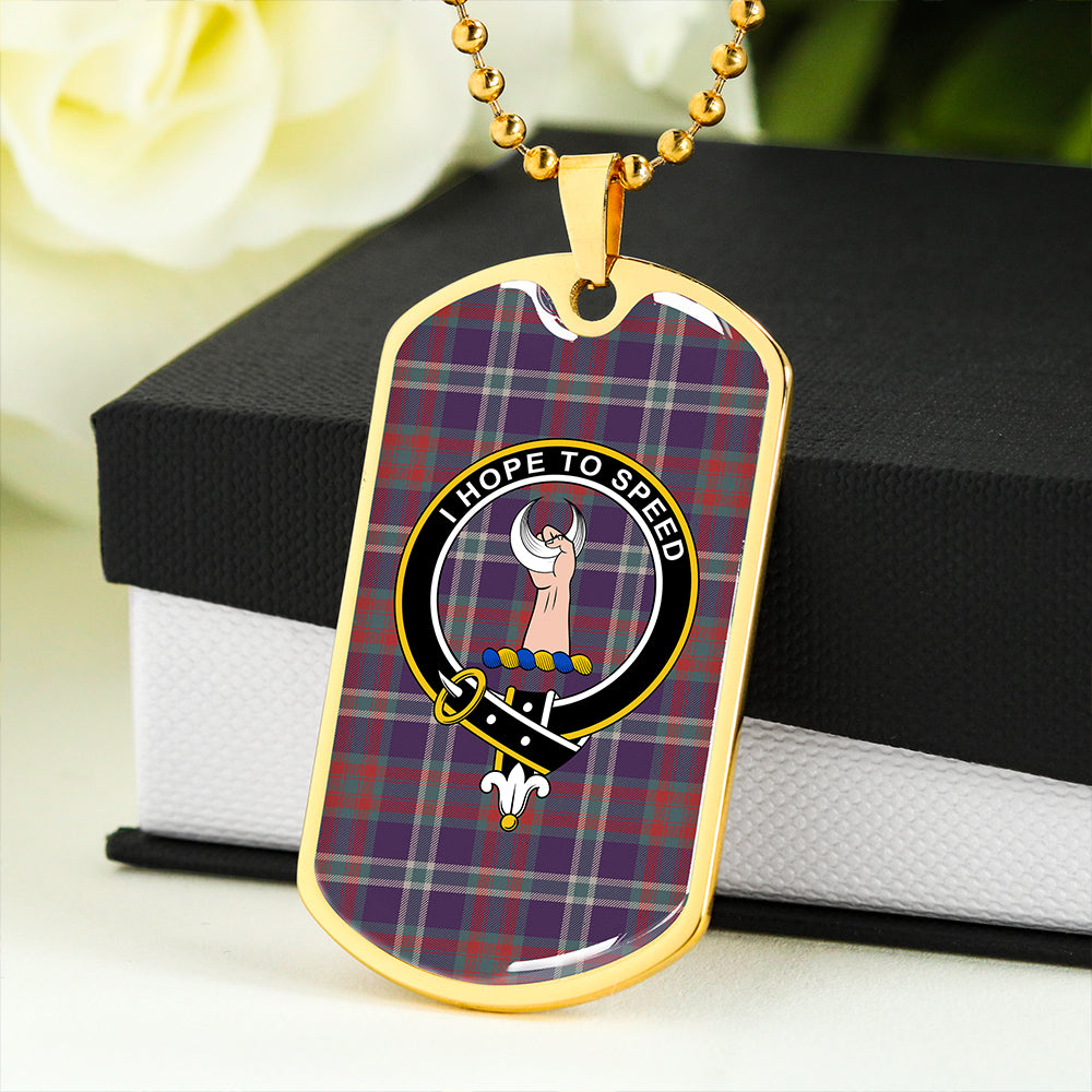 Cathcart Weathered Clan Badge Classic Tartan Dog Tag Necklace