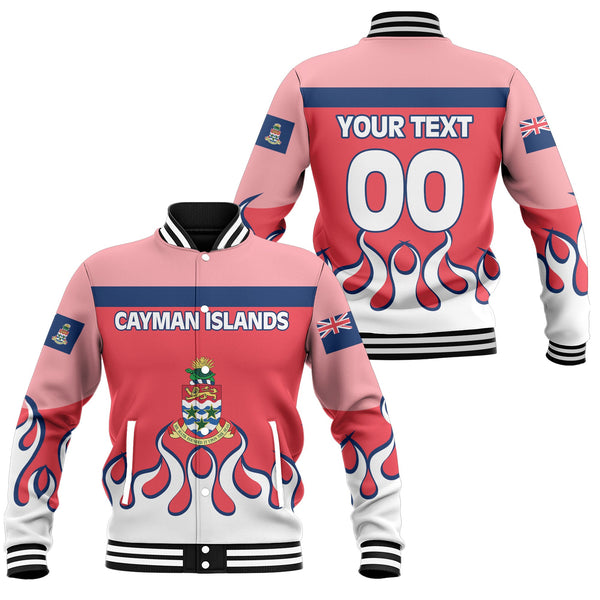 Cayman Islands Baseball Jacket Flag & Coat Of Arms Fire Hockey Style