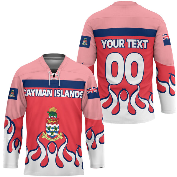 Cayman Islands Hockey Jersey Flag & Coat Of Arms Fire Hockey Style