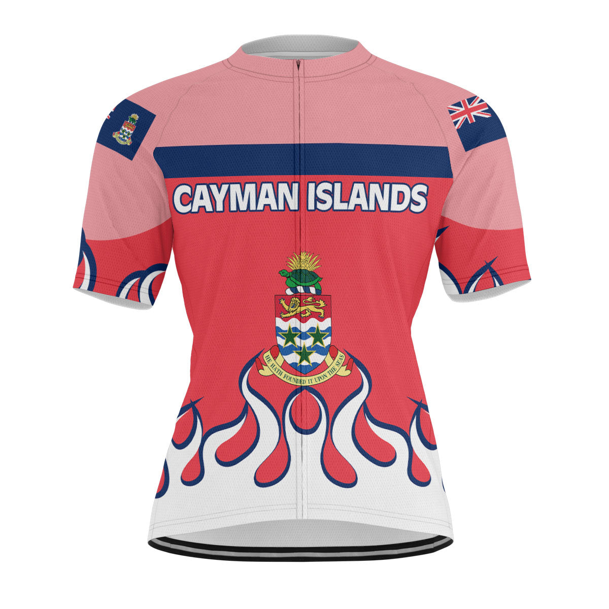 Cayman Islands Men's Cycling Jersey Flag & Coat Of Arms Fire Hockey Style