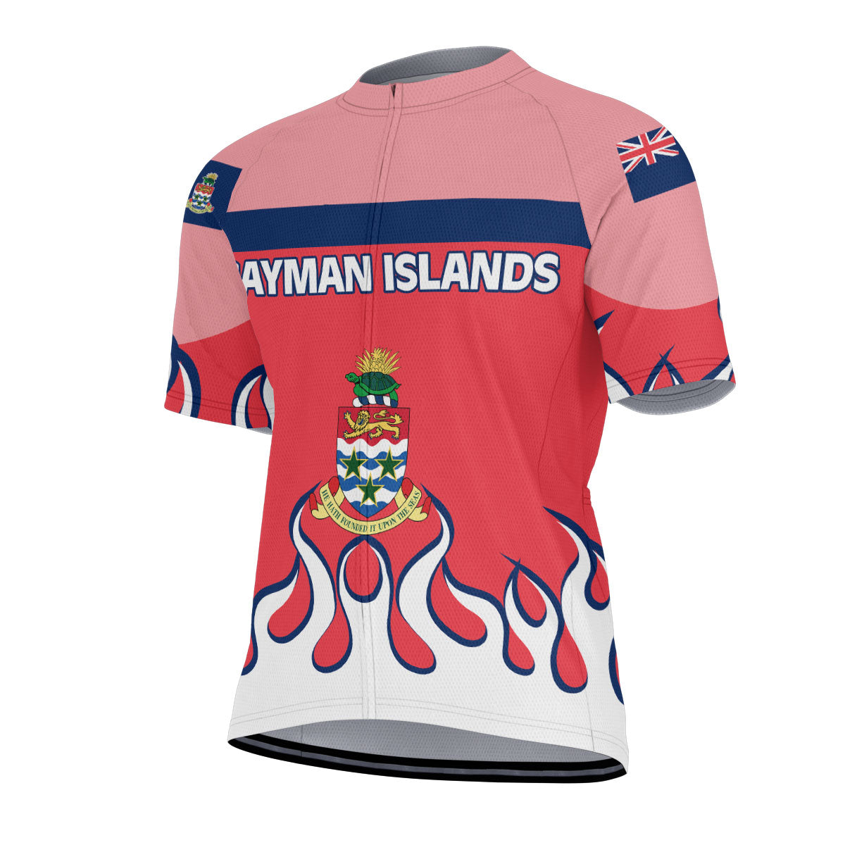 Cayman Islands Men's Cycling Jersey Flag & Coat Of Arms Fire Hockey Style