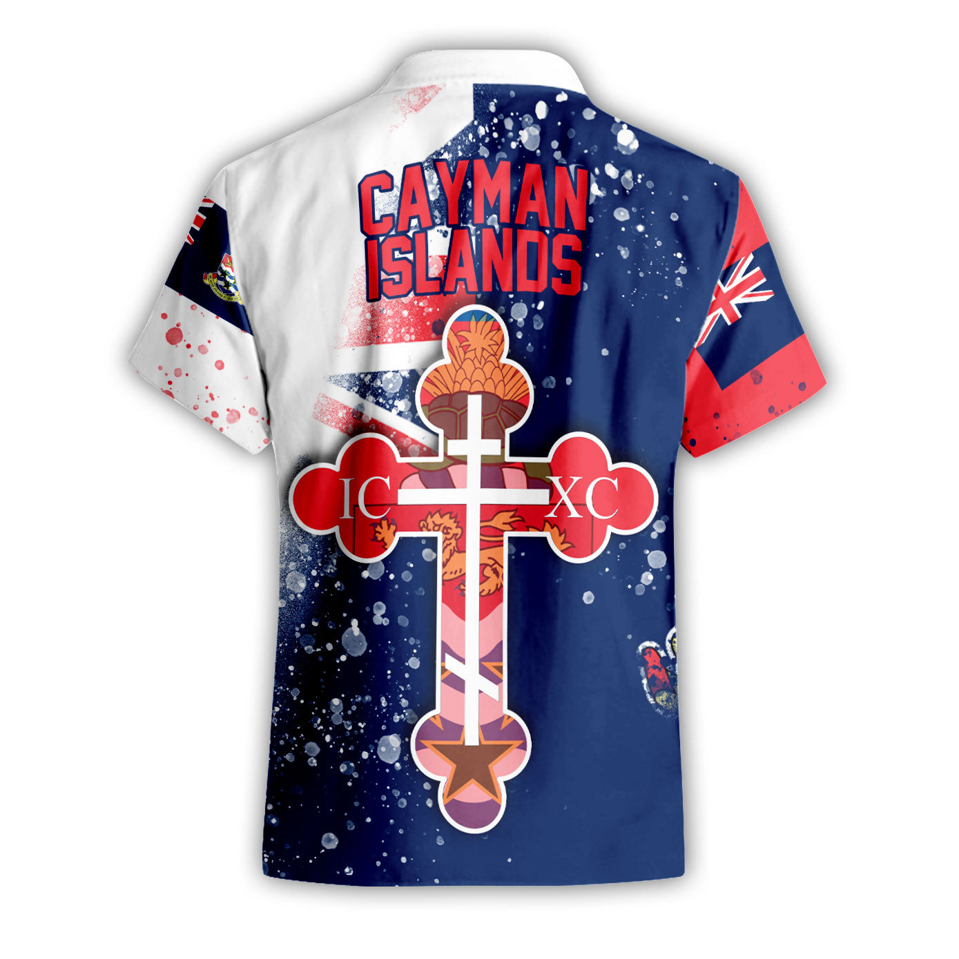 Cayman Islands Short Sleeve Shirt Flag & Coat Of Arms Orthodox Style