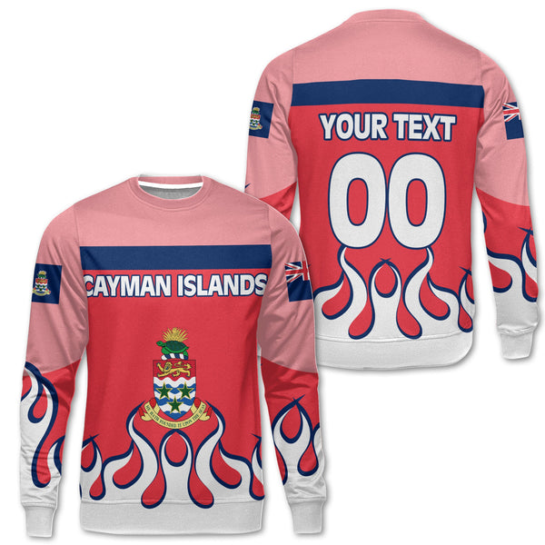 Cayman Islands Sweatshirt Flag & Coat Of Arms Fire Hockey Style