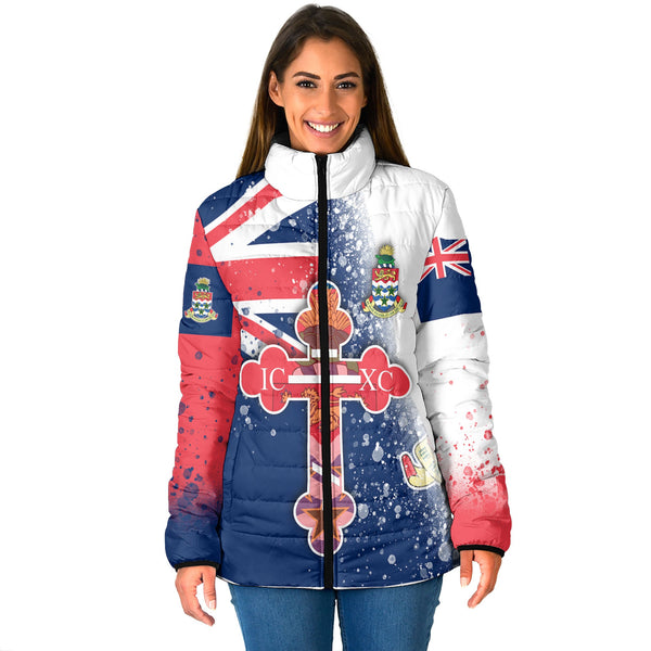 Cayman Islands Women Padded Jacket Flag & Coat Of Arms Orthodox Style