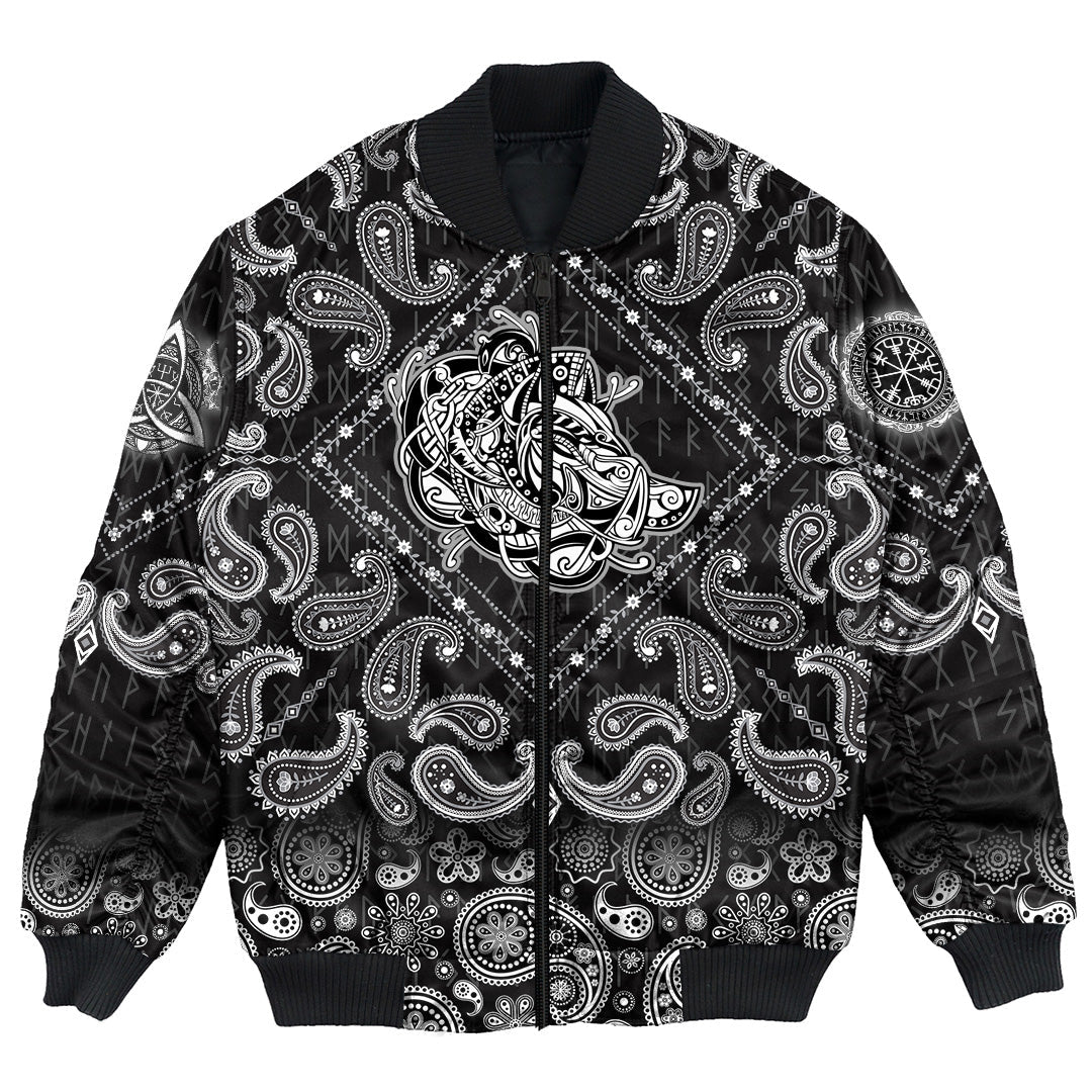 Viking Bomber Jacket Celtic Boar with Bandana Paisley Style