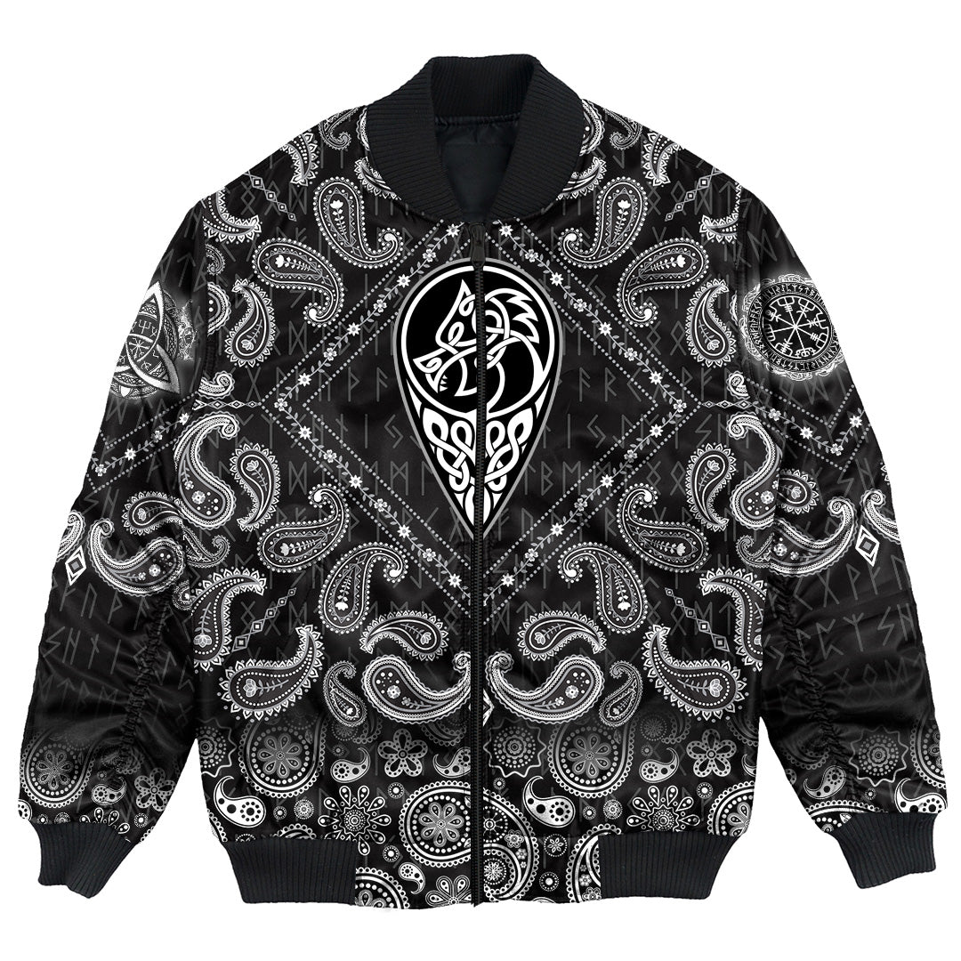 Viking Bomber Jacket Celtic Dragon Nation with Bandana Paisley Style