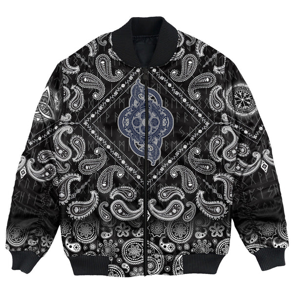 Viking Bomber Jacket Celtic Dragon Tattoo And Symbol Of Force Dream Magic with Bandana Paisley Style