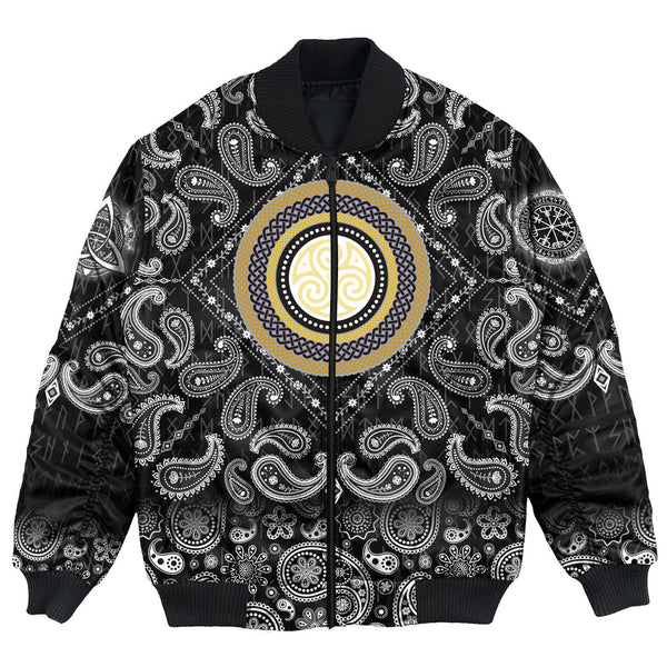 Viking Bomber Jacket Celtic Magic Set with Bandana Paisley Style