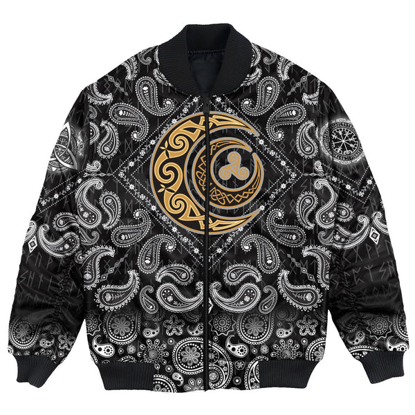 Viking Bomber Jacket Celtic Moons with Bandana Paisley Style