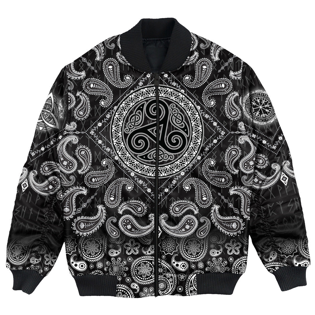 Viking Bomber Jacket Celtic The Triskele with Bandana Paisley Style