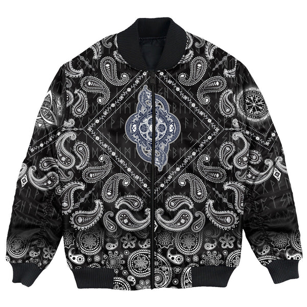 Viking Bomber Jacket Celtic Tree Of Life Tattoo with Bandana Paisley Style