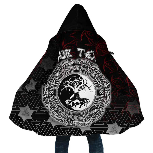 Custom Viking Hooded Coat Celtic Symbol Of Yin And Yang Druidic Yggdrasil Tree Special Style