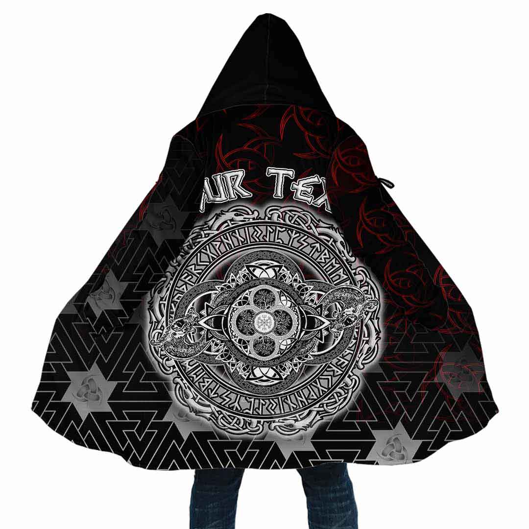 Custom Viking Hooded Coat Celtic Tattoo And Mystic Tribal Symbol Special Style