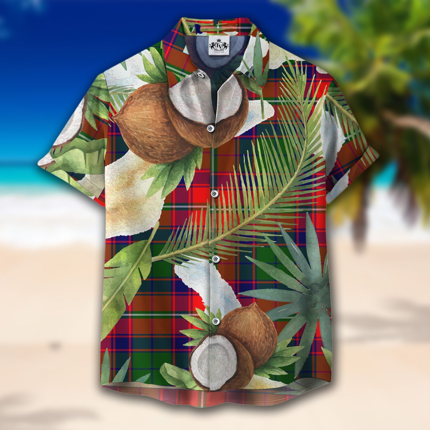 Scottish Tartan Charteris Clan Hawaiian Shirt Hibiscus - Tropical Garden Style