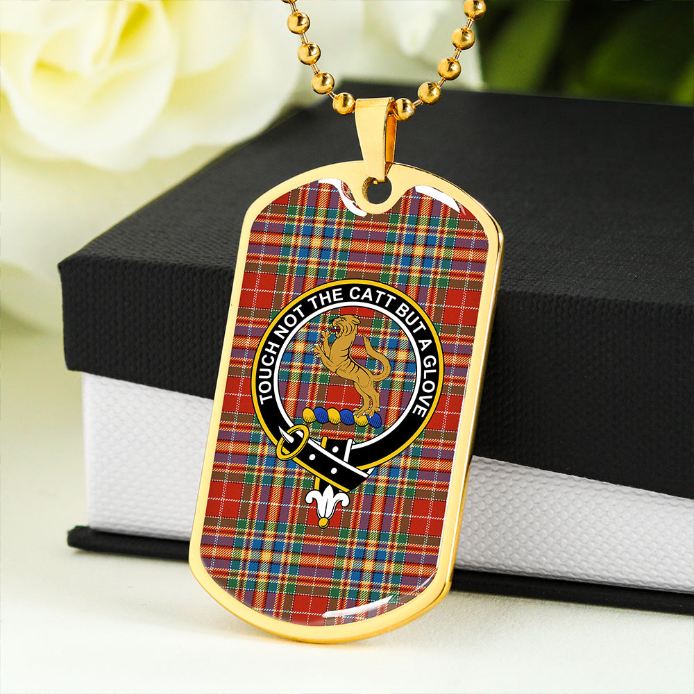 Chattan Chief Ancient Clan Badge Classic Tartan Dog Tag Necklace
