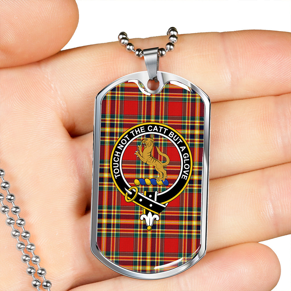 Chattan Modern Clan Badge Classic Tartan Dog Tag Necklace