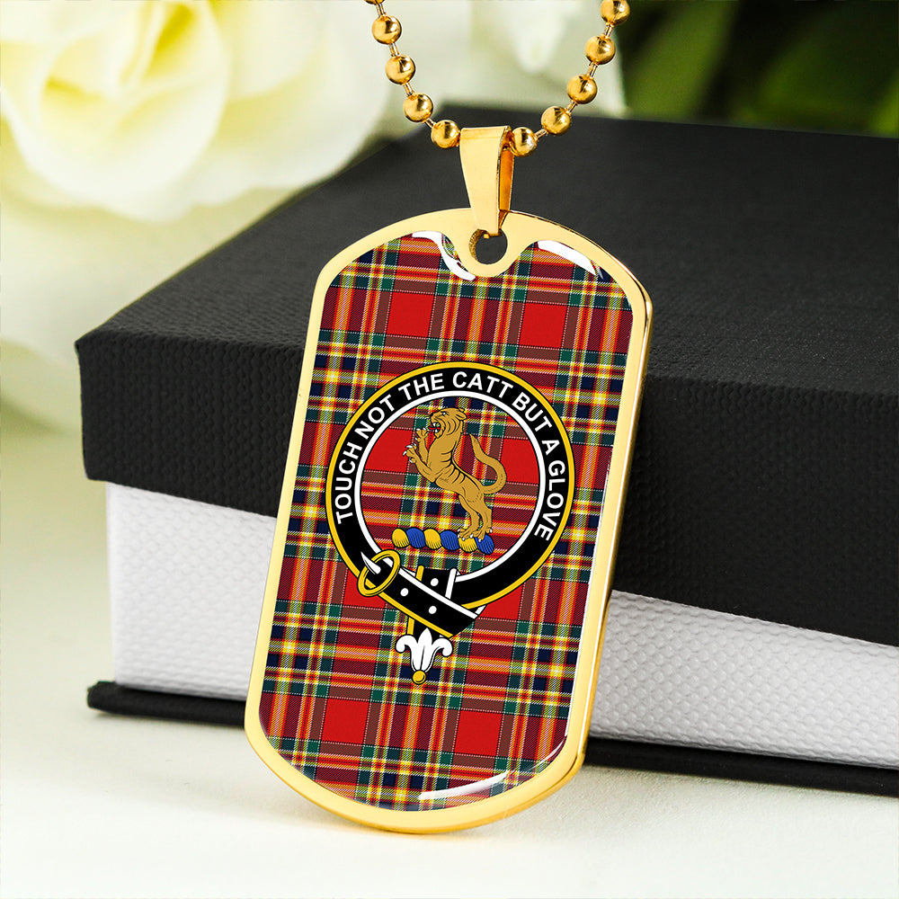 Chattan Modern Clan Badge Classic Tartan Dog Tag Necklace