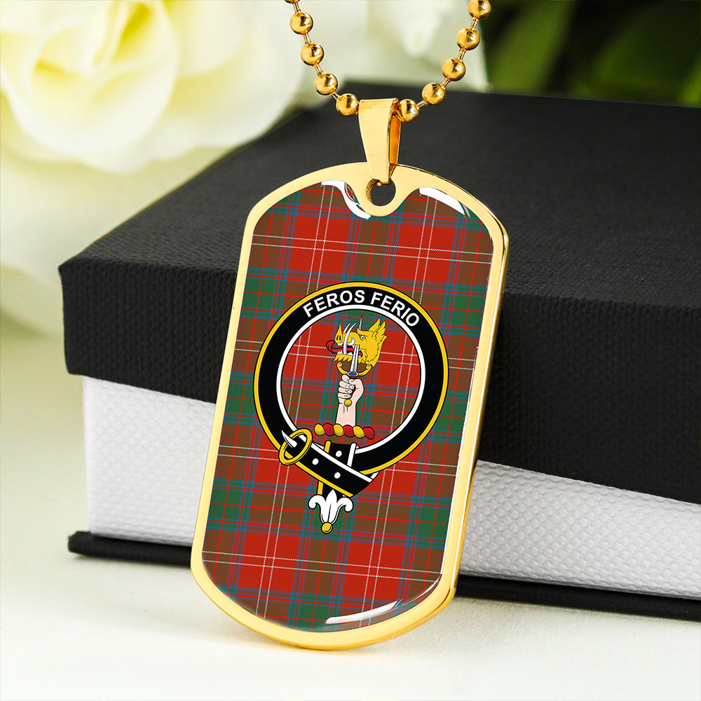 Chisholm Ancient Clan Badge Classic Tartan Dog Tag Necklace