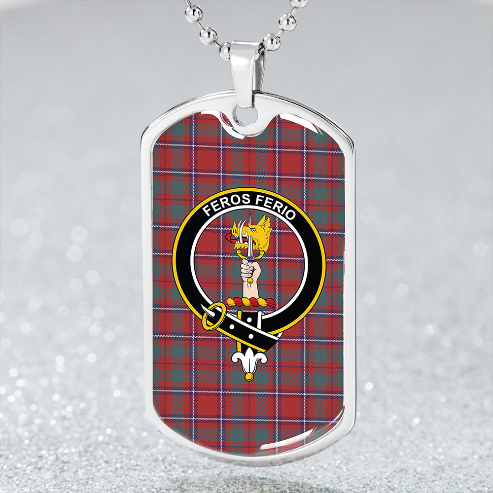 Chisholm Artifact Weathered Clan Badge Classic Tartan Dog Tag Necklace