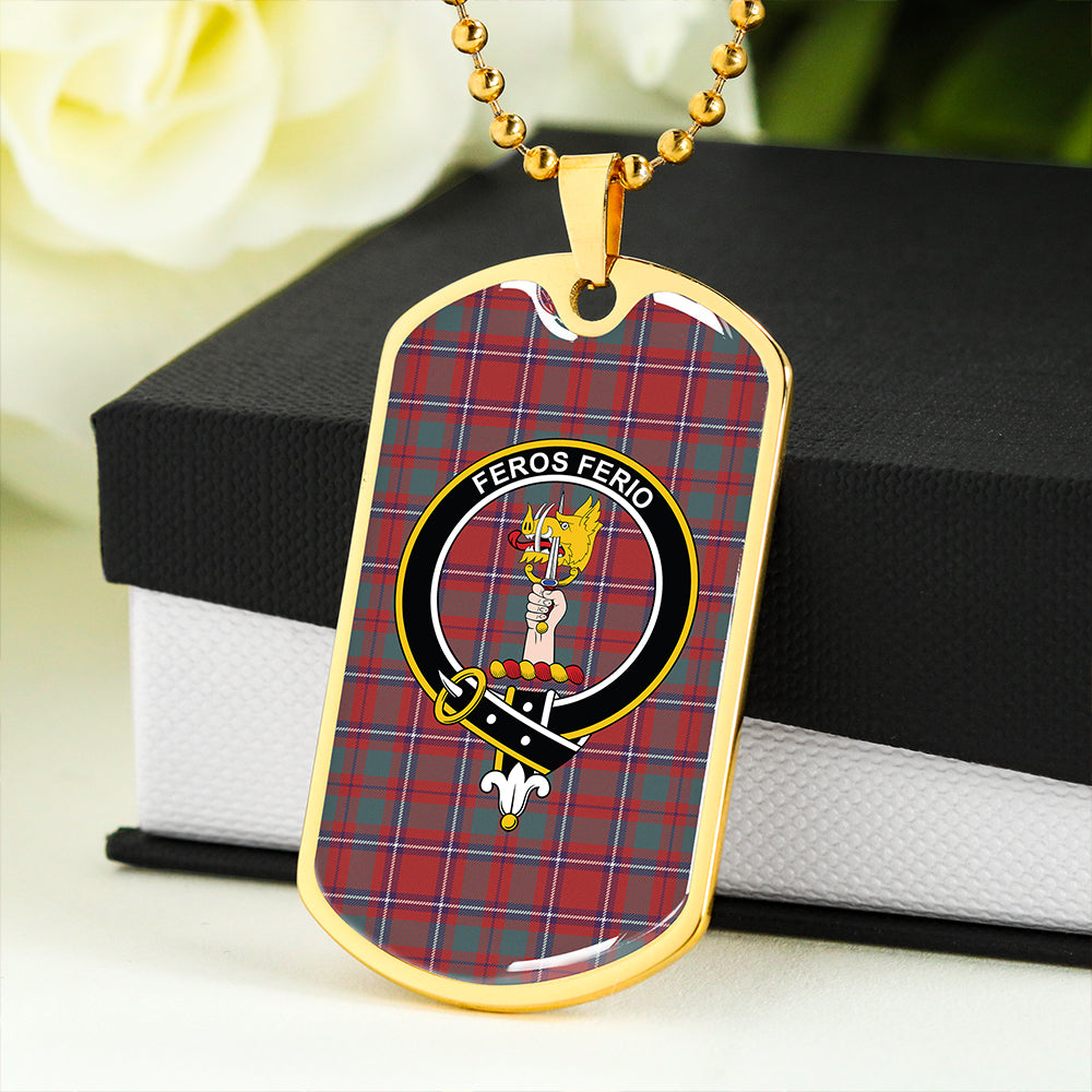 Chisholm Artifact Weathered Clan Badge Classic Tartan Dog Tag Necklace