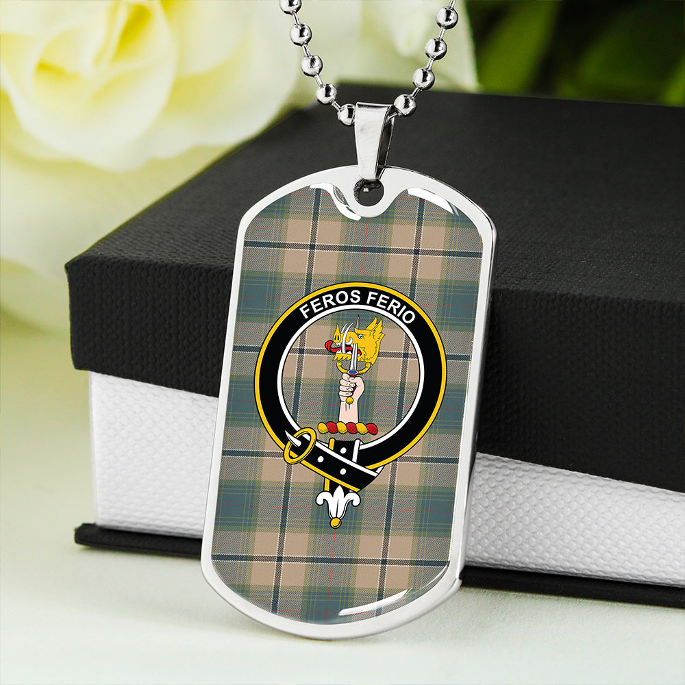 Chisholm Colonial Weathered Clan Badge Classic Tartan Dog Tag Necklace