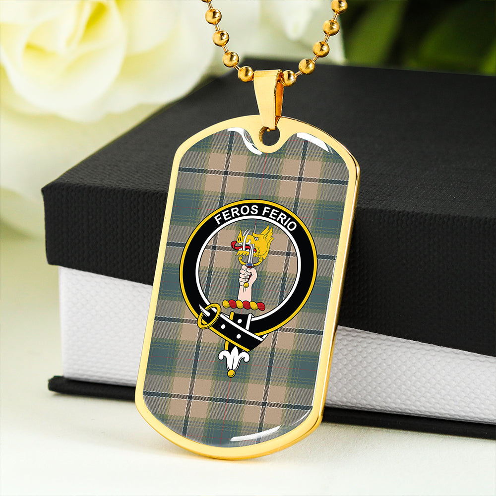 Chisholm Colonial Weathered Clan Badge Classic Tartan Dog Tag Necklace