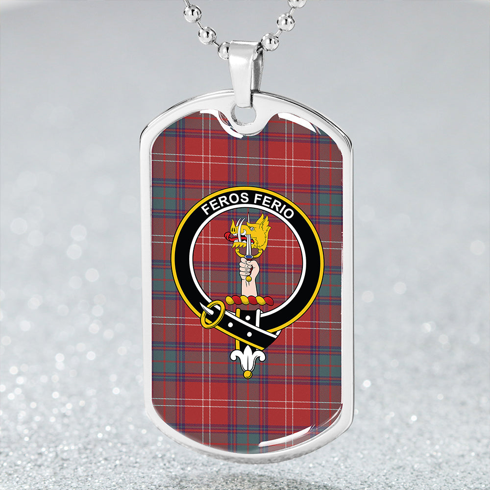 Chisholm Weathered Clan Badge Classic Tartan Dog Tag Necklace