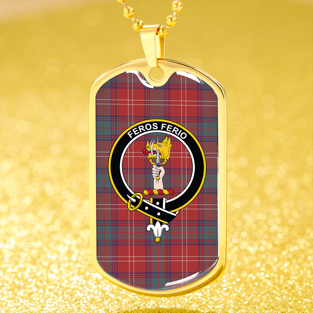 Chisholm Weathered Clan Badge Classic Tartan Dog Tag Necklace