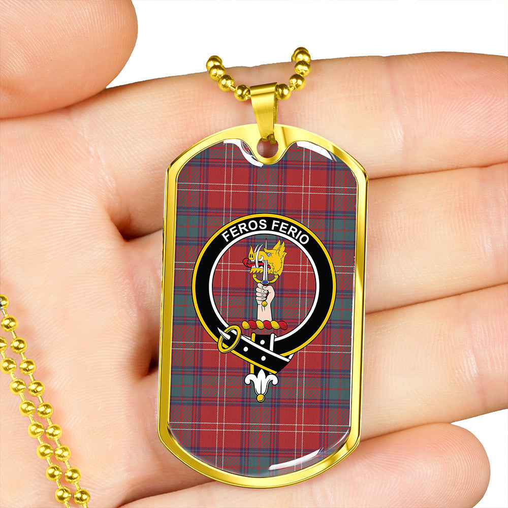 Chisholm Weathered Clan Badge Classic Tartan Dog Tag Necklace