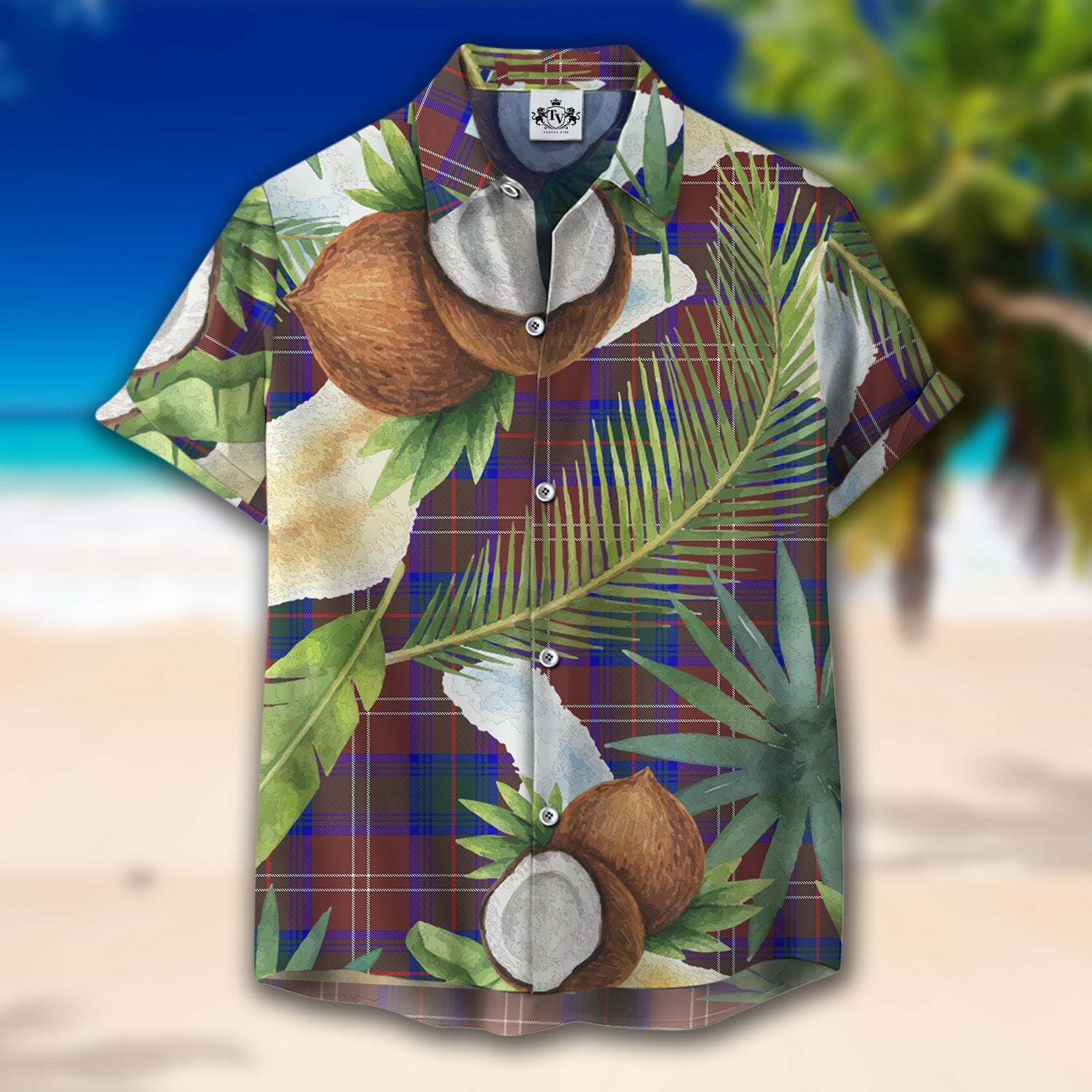 Scottish Tartan Chisholm Hunting Modern Clan Hawaiian Shirt Hibiscus - Tropical Garden Style