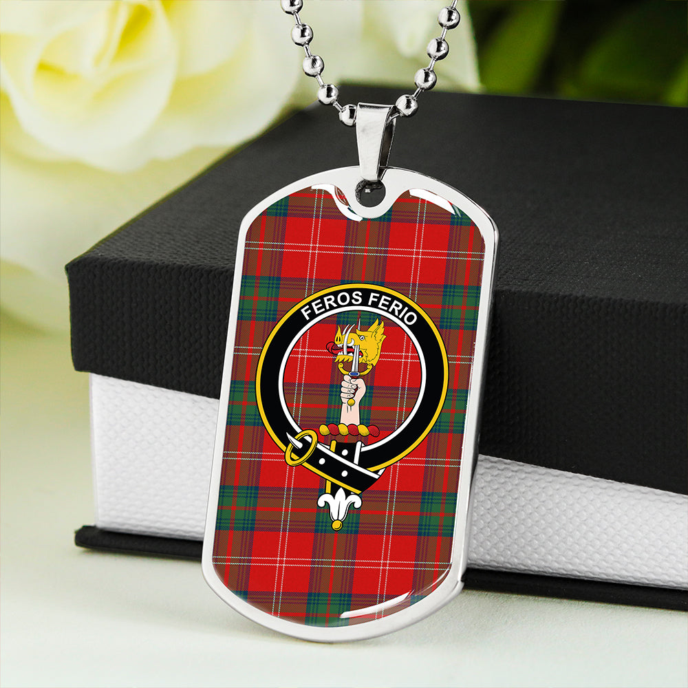 Chisholm of Strathglass Modern Clan Badge Classic Tartan Dog Tag Necklace