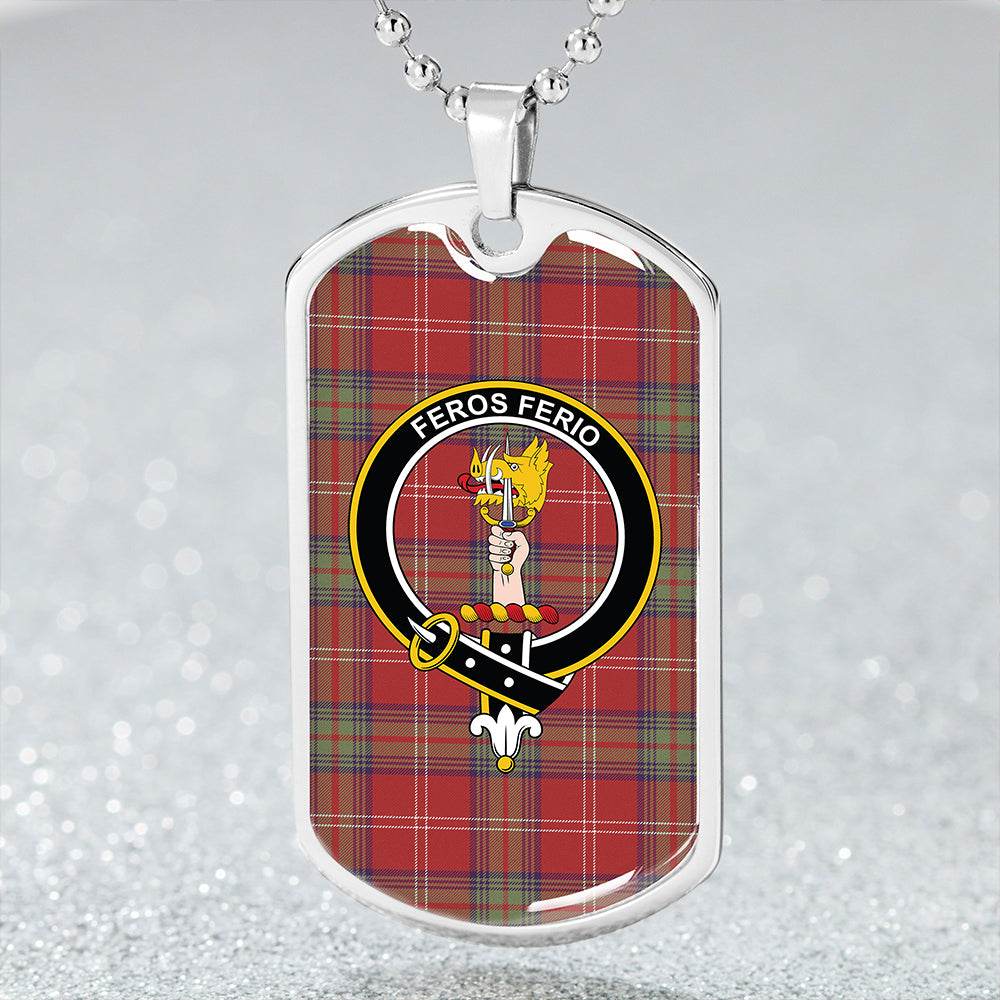 Chisholm of Strathglass Weathered Clan Badge Classic Tartan Dog Tag Necklace