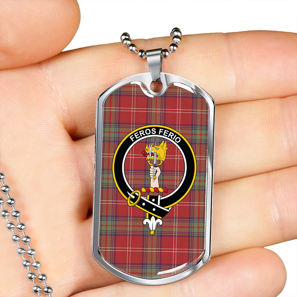 Chisholm of Strathglass Weathered Clan Badge Classic Tartan Dog Tag Necklace
