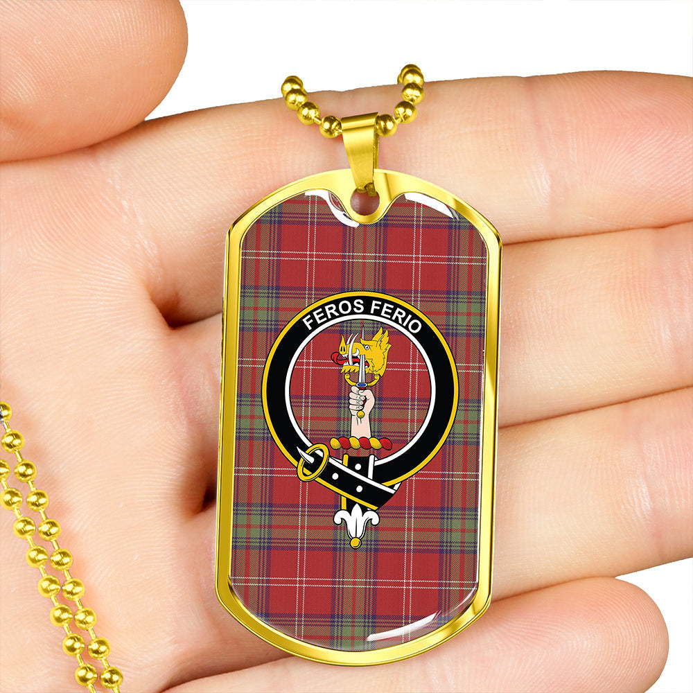 Chisholm of Strathglass Weathered Clan Badge Classic Tartan Dog Tag Necklace