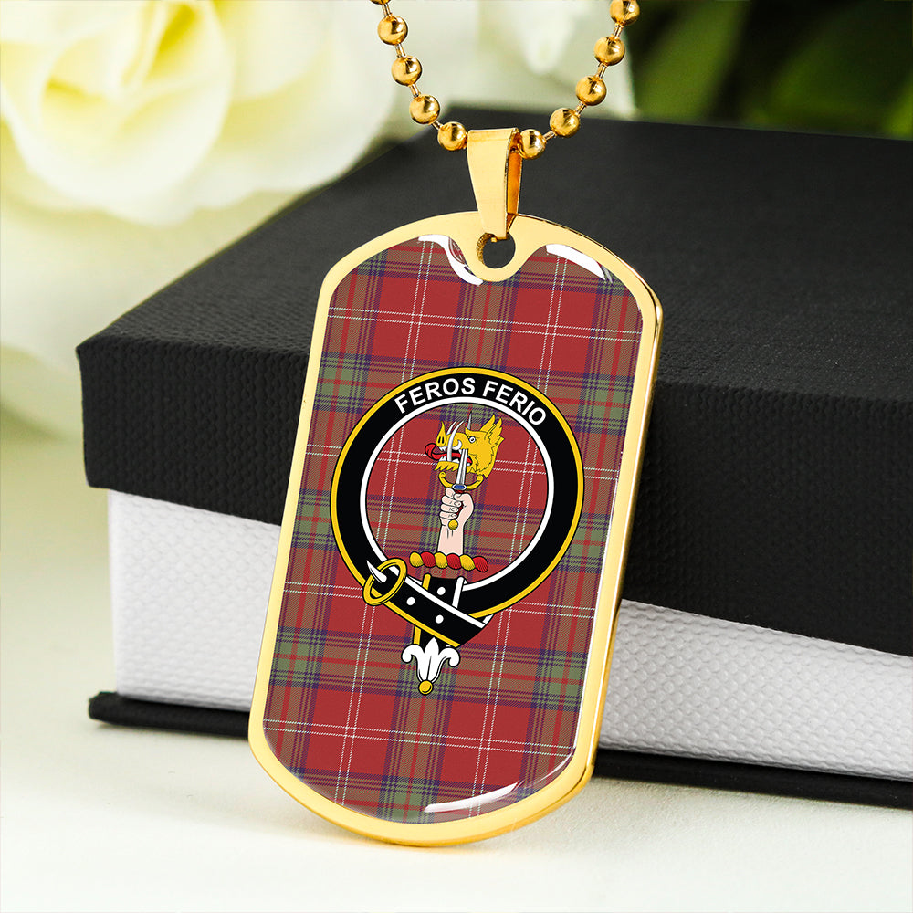 Chisholm of Strathglass Weathered Clan Badge Classic Tartan Dog Tag Necklace