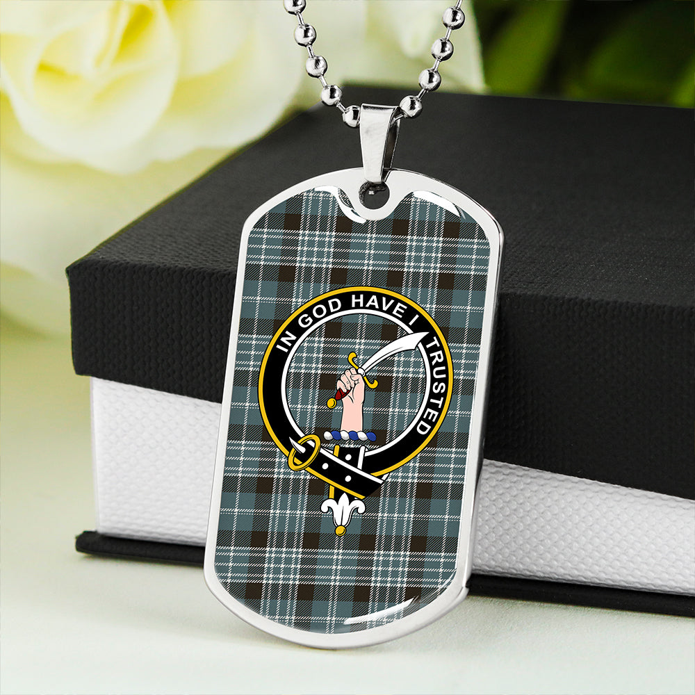 Clark Weathered Clan Badge Classic Tartan Dog Tag Necklace