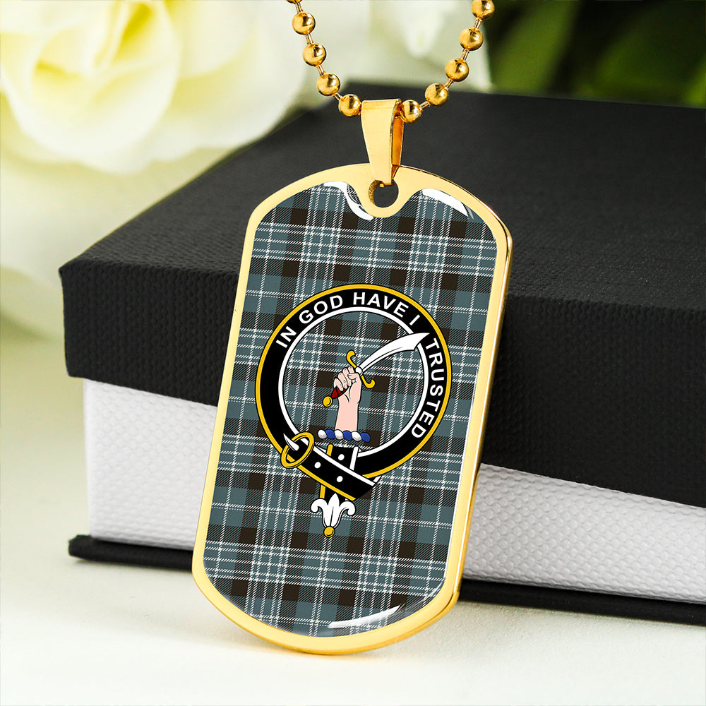 Clark Weathered Clan Badge Classic Tartan Dog Tag Necklace