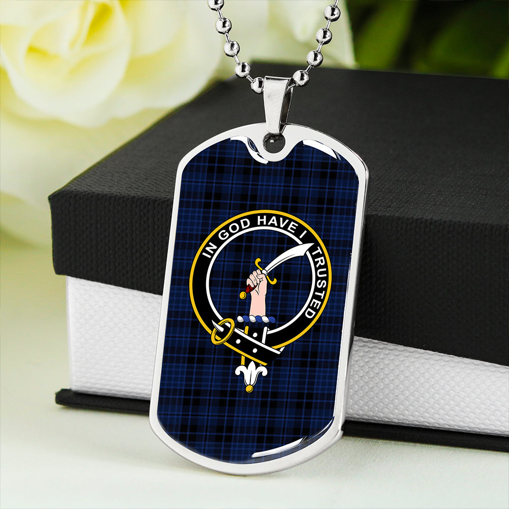 Clark (Clergy) Modern Clan Badge Classic Tartan Dog Tag Necklace