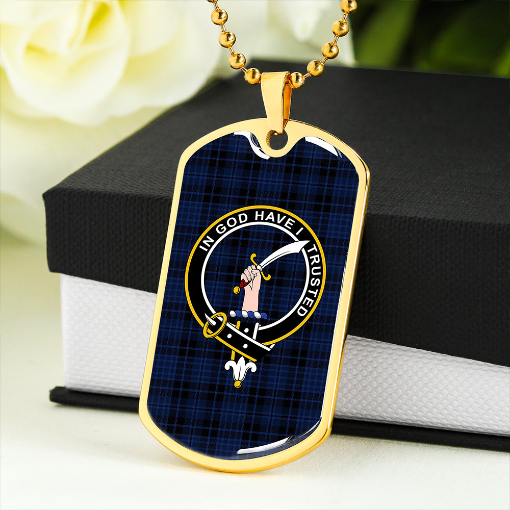 Clark (Clergy) Modern Clan Badge Classic Tartan Dog Tag Necklace