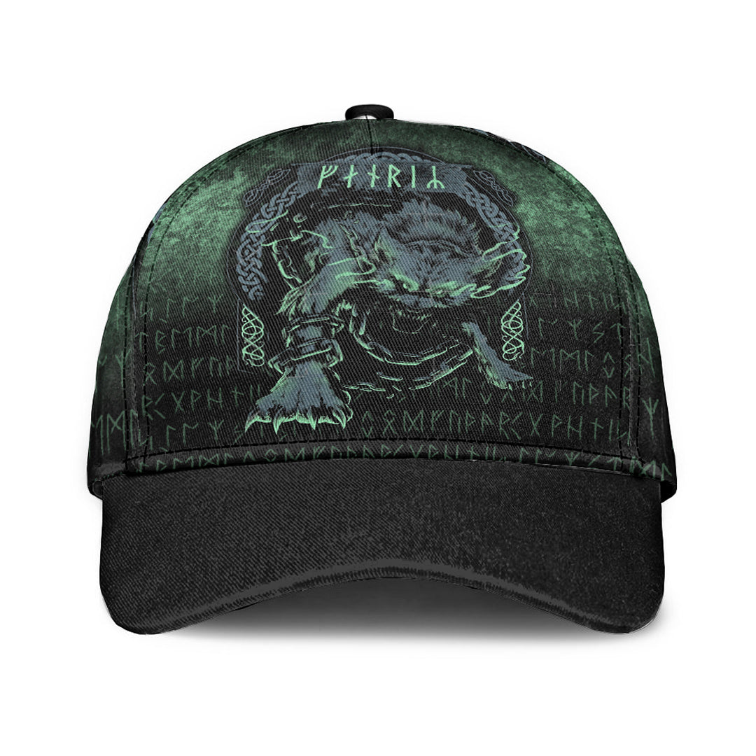 Viking Classic Cap Fenrir Wolf Norse Futhark Runes Viking Mythology Ra ...