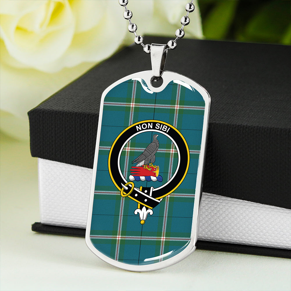 Cleland Ancient Clan Badge Classic Tartan Dog Tag Necklace