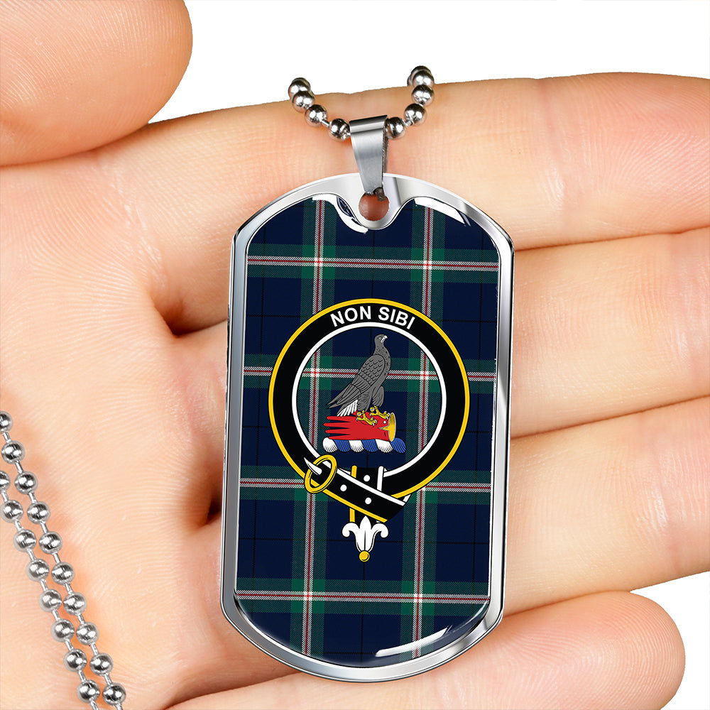 Cleland Modern Clan Badge Classic Tartan Dog Tag Necklace