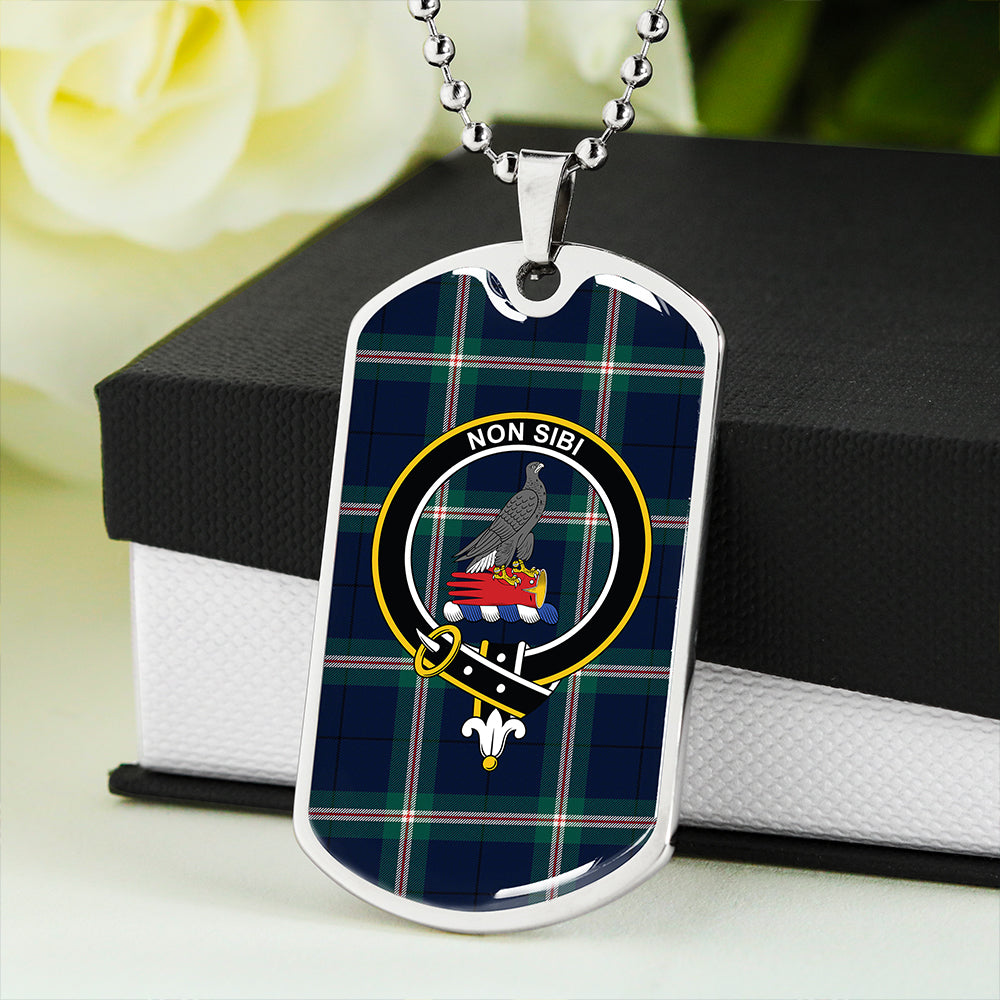 Cleland Modern Clan Badge Classic Tartan Dog Tag Necklace