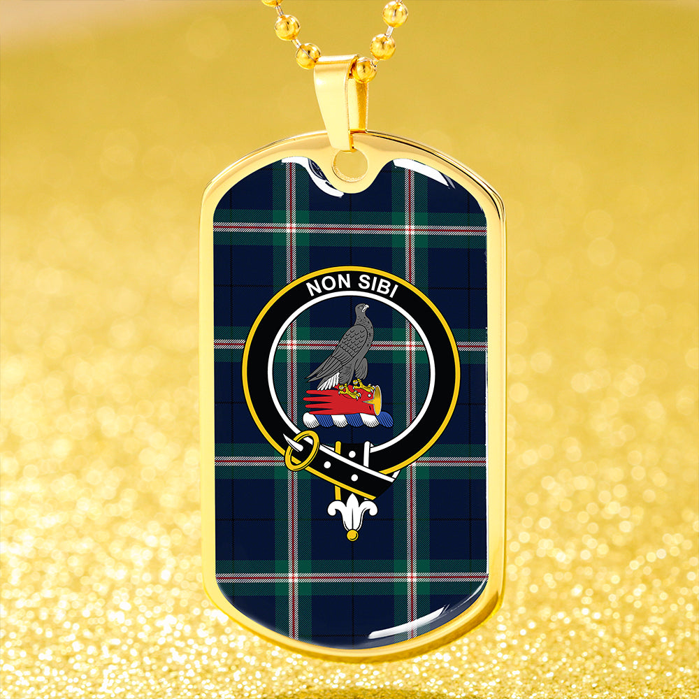 Cleland Modern Clan Badge Classic Tartan Dog Tag Necklace