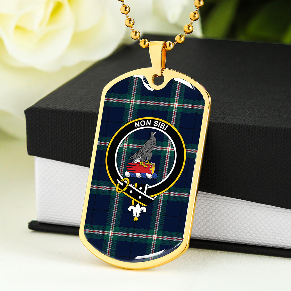 Cleland Modern Clan Badge Classic Tartan Dog Tag Necklace