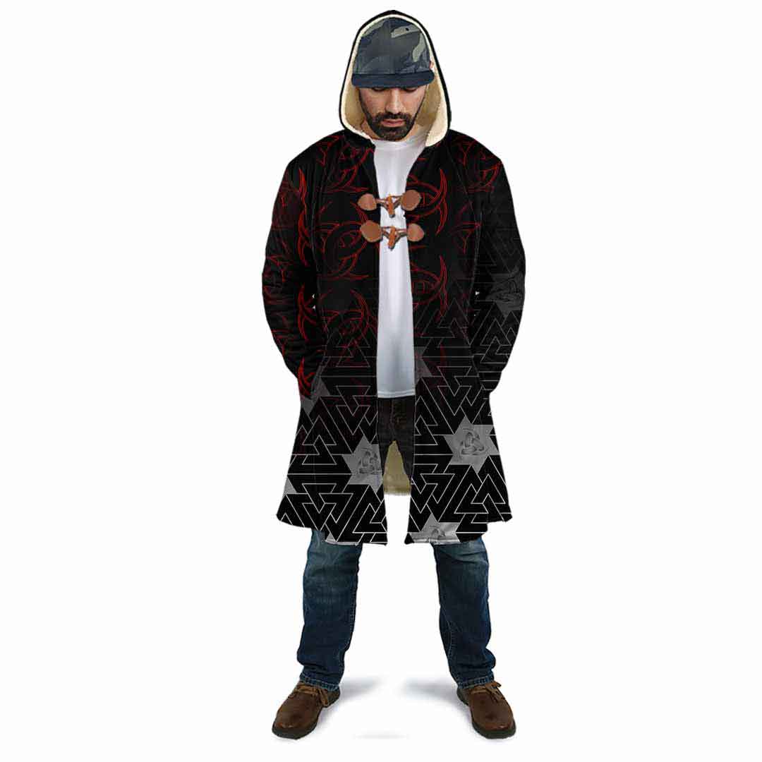 Custom Viking Hooded Coat Bearded Warrior Skull With Crossed Axes Special Style